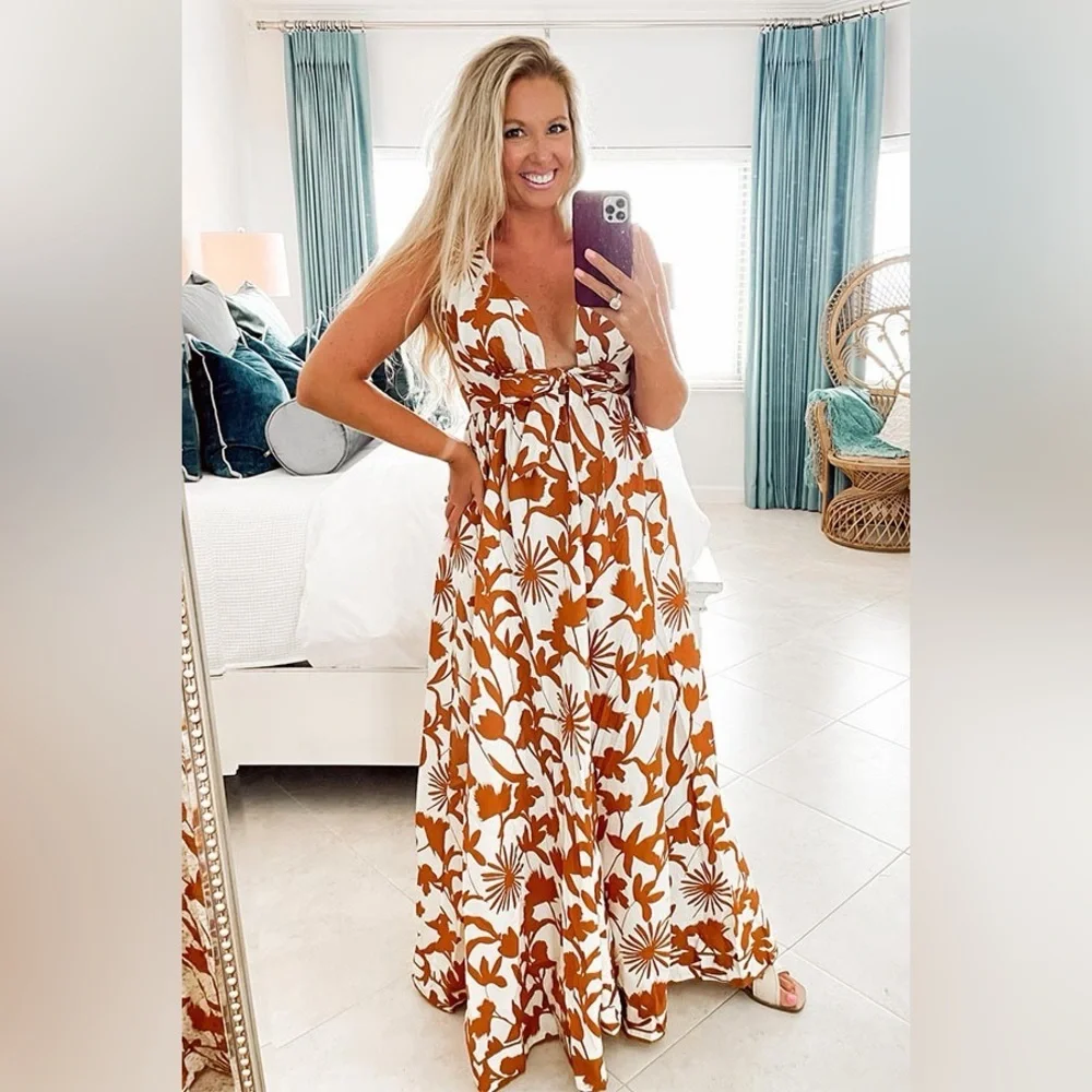 Red Dress Boutique Subtly Sweet Cream Multi Print Maxi Dress - Picture 4 of 11